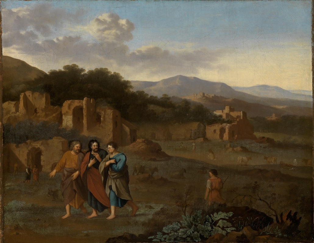 Cornelis van Poelenburg - Italienische Berglandschaft mit Christus und den beiden Jüngern auf dem Weg nach Emmaus