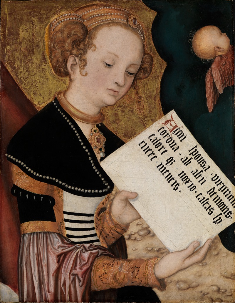 Lucas Cranach the Elder - Female saint with scroll
