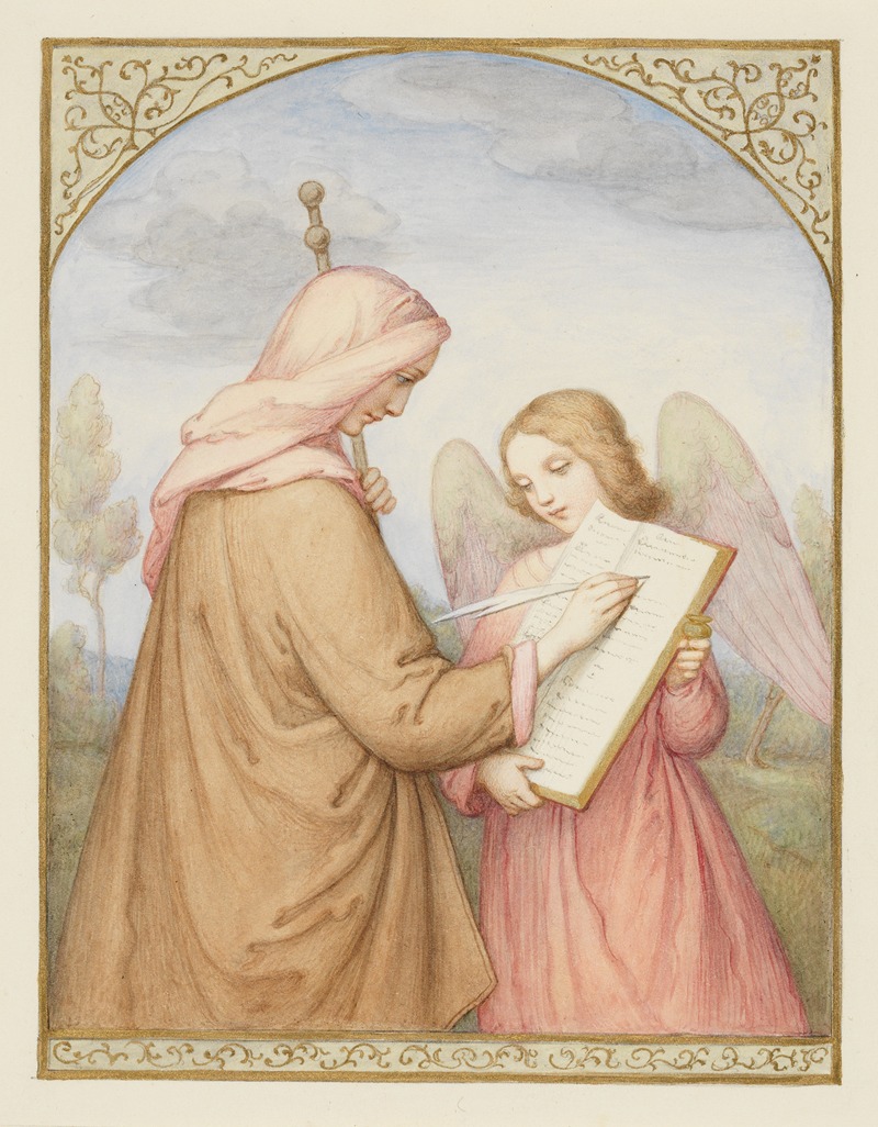 Marie Ellenrieder - The pilgrim, inscribing herself in the book of God held by an angel