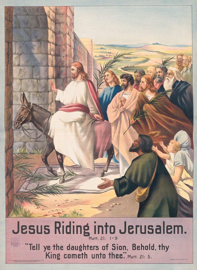Stecher Litho. Co - Jesus riding into Jerusalem