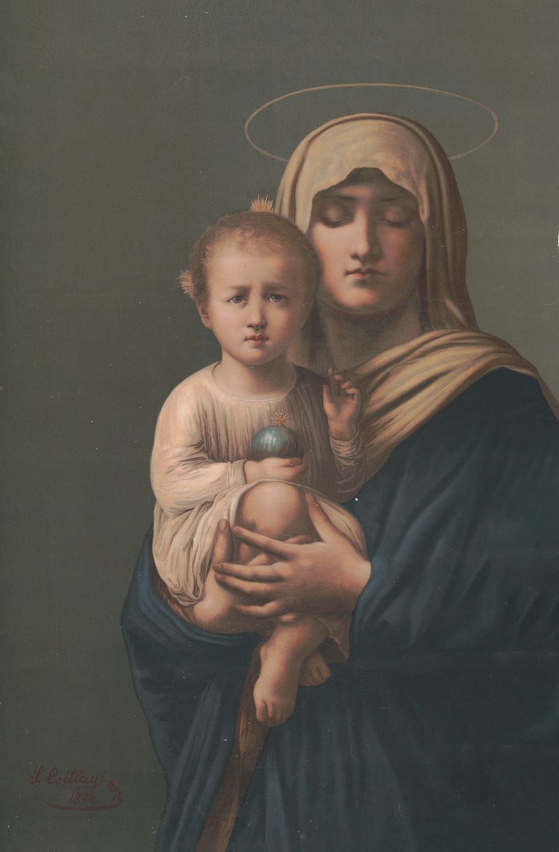 L. Coillagi - Madonna and Jesus holding the world