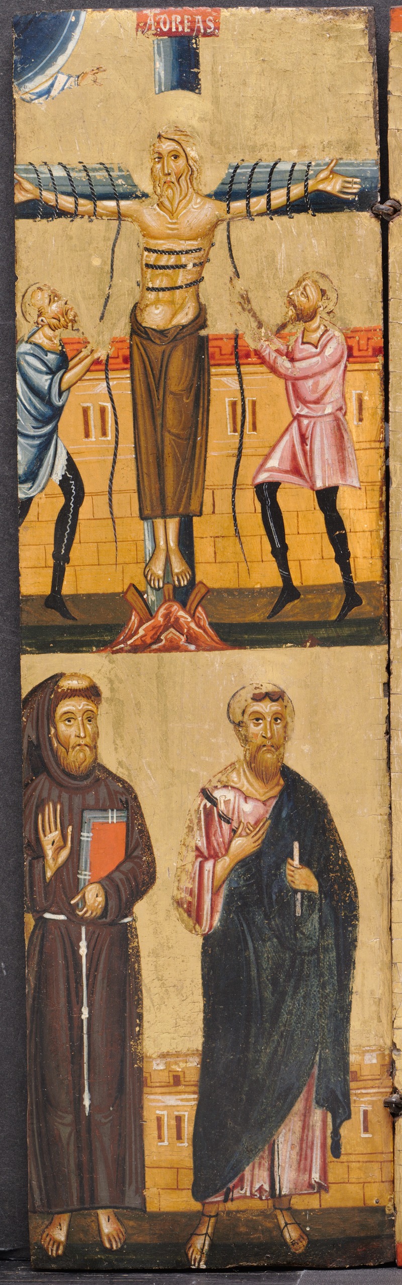 Berlinghiero - The Crucifixion of St. Andrew, with St. Francis and St. Paul below