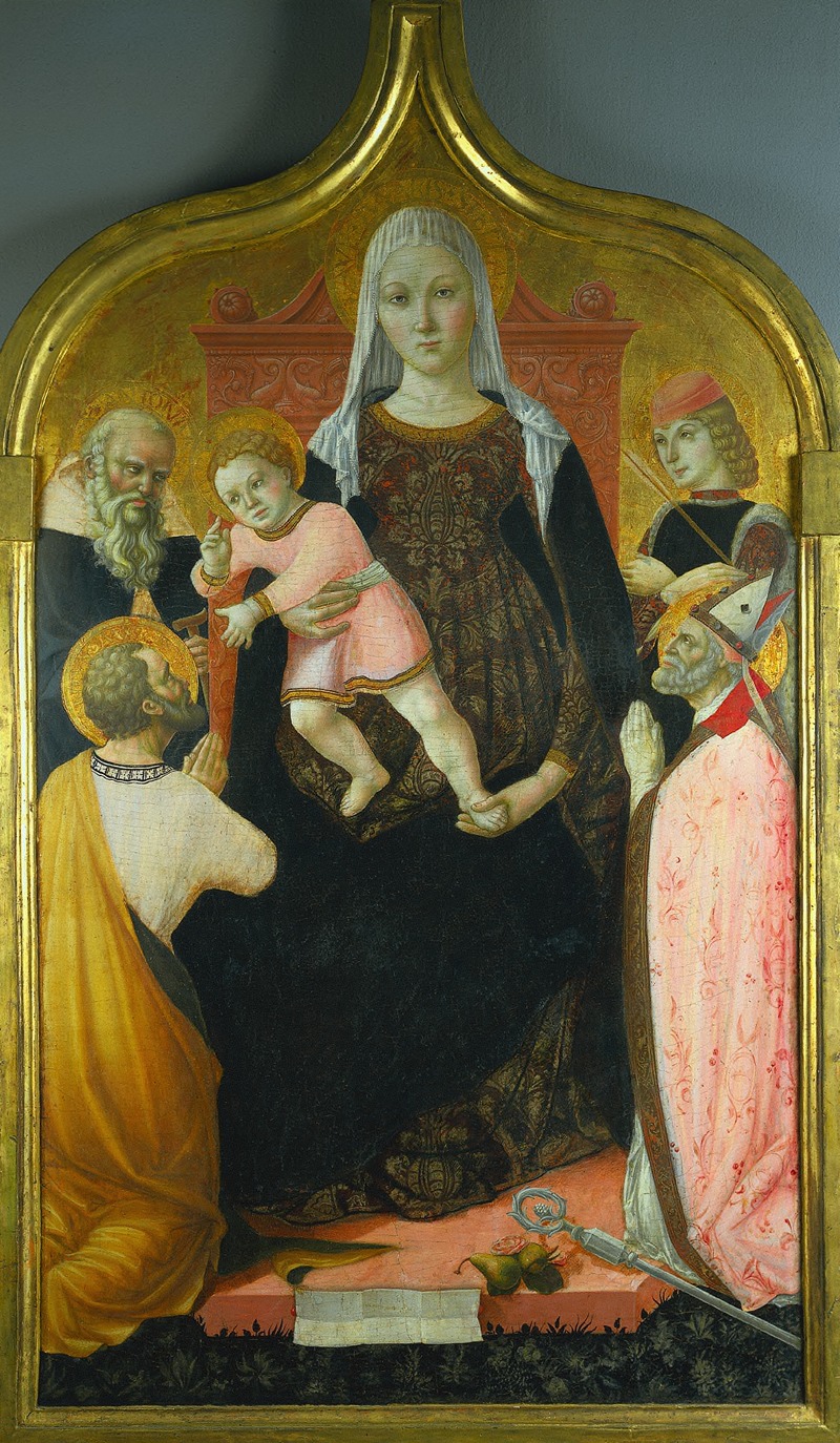 Lorenzo da Sanseverino - Virgin and Child, with Saints Anthony Abbott, Mark, Severino, and Sebastian