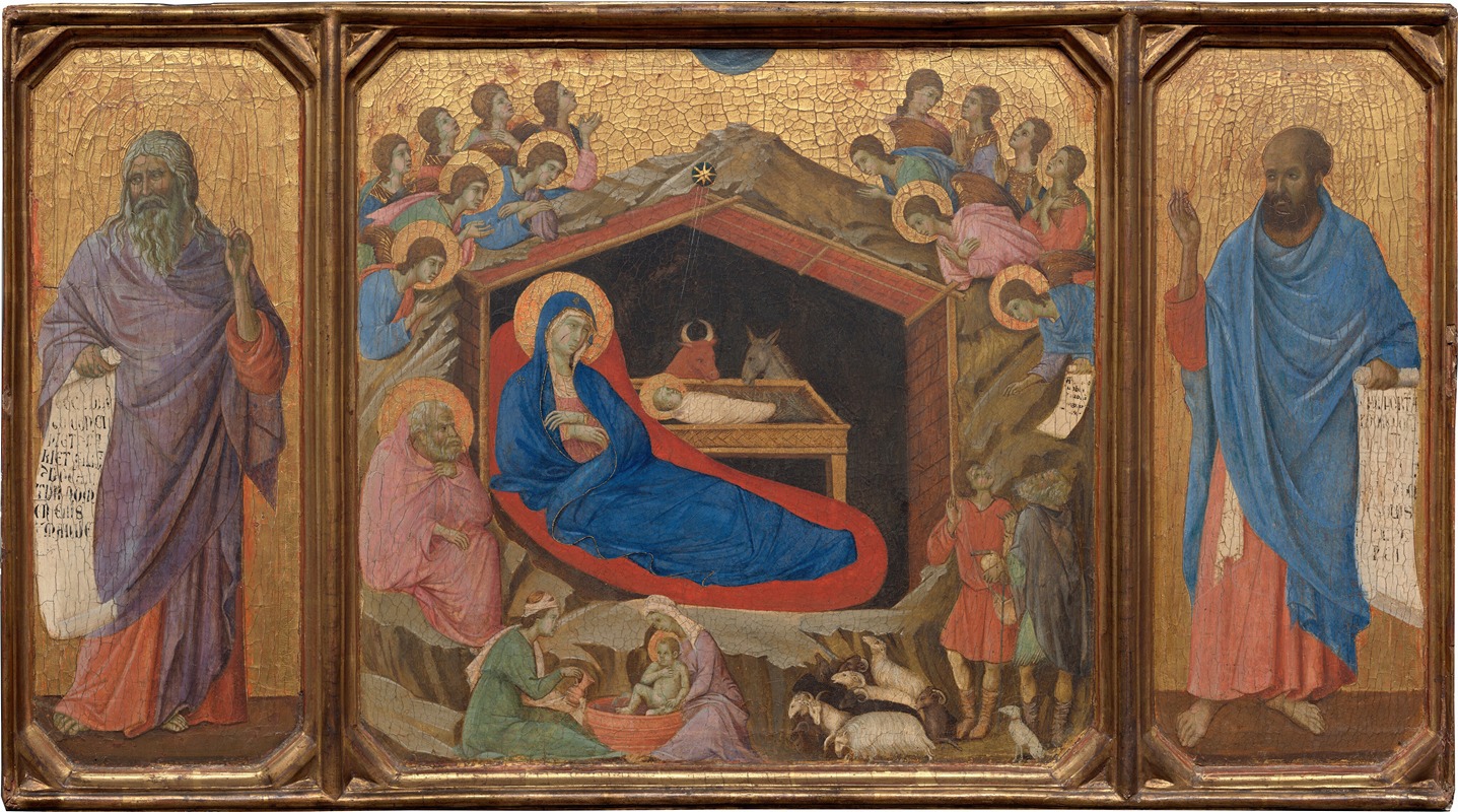 Duccio di Buoninsegna - The Nativity with the Prophets Isaiah and Ezekiel