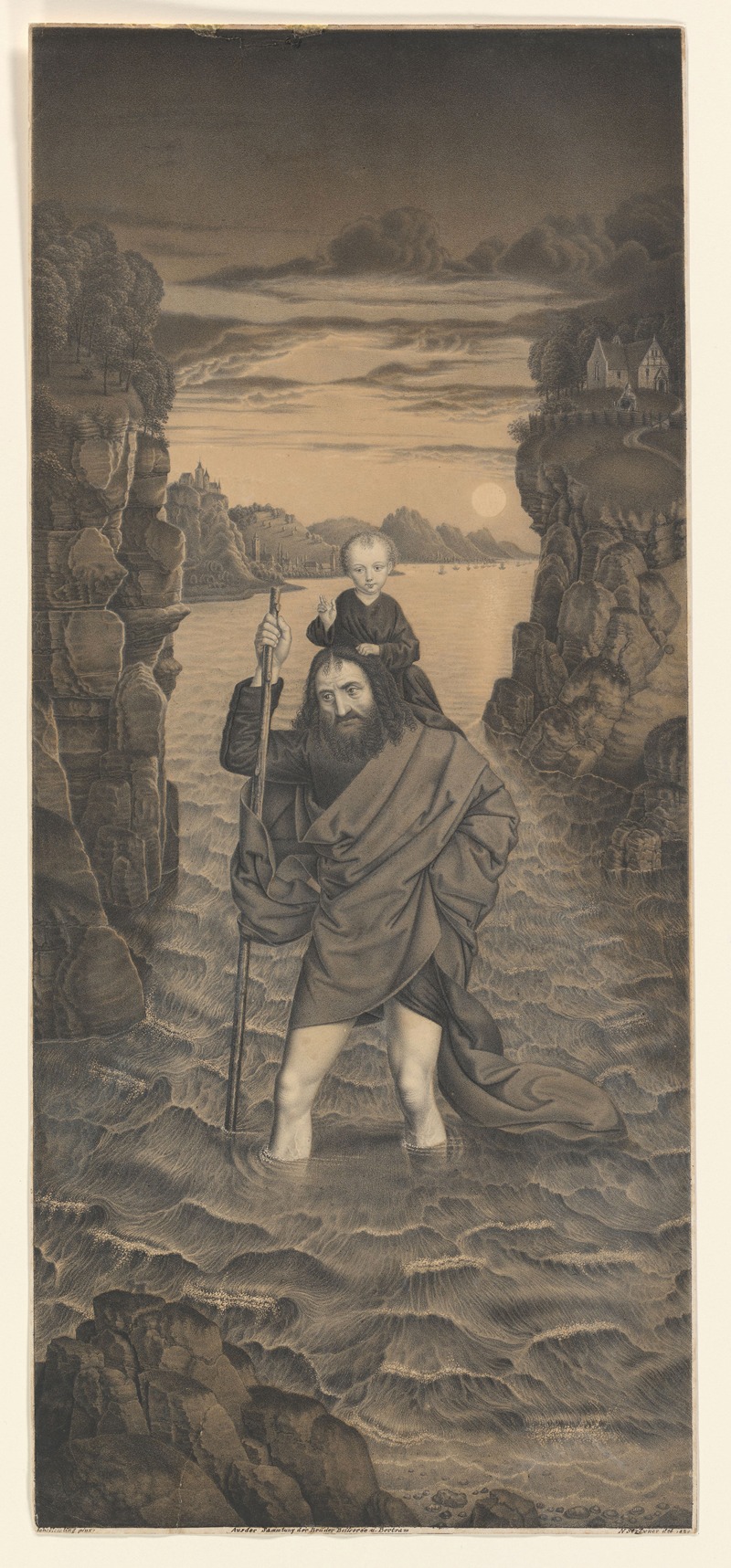 Johann Nepomuk Strixner - Saint Christopher crosses a river with the Christ Child on his shoulders