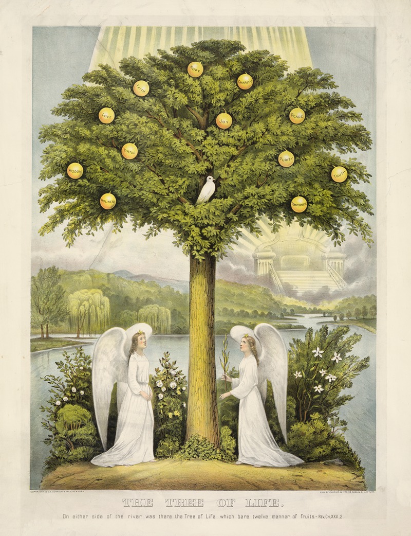 Currier & Ives. - The tree of life; on either side of the river was there the tree of life which bare twelve manner of fruits.–Rev. ch. XXII,2