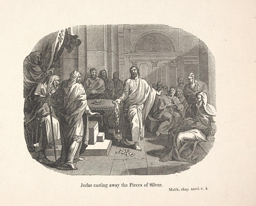 Alexander Anderson - Judas casting away the pieces of silver.