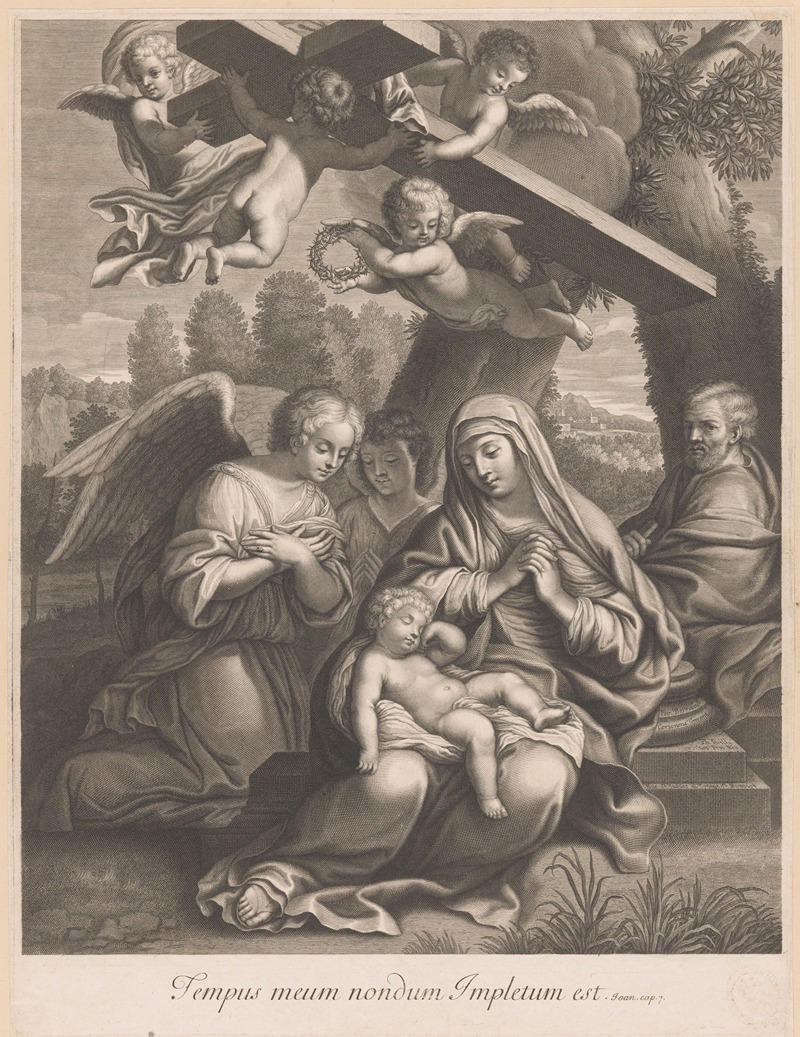 Francois de Poilly - Holy Family with sleeping child adored by angels