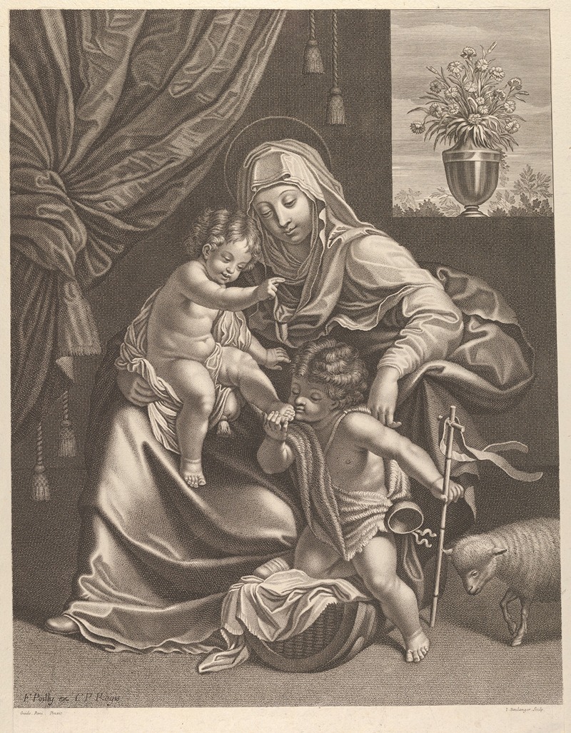 Francois de Poilly - The Virgin seated with the infant Christ on her lap, the young Saint John the Baptist kneeling on Christ’s cradle and kissing his foot