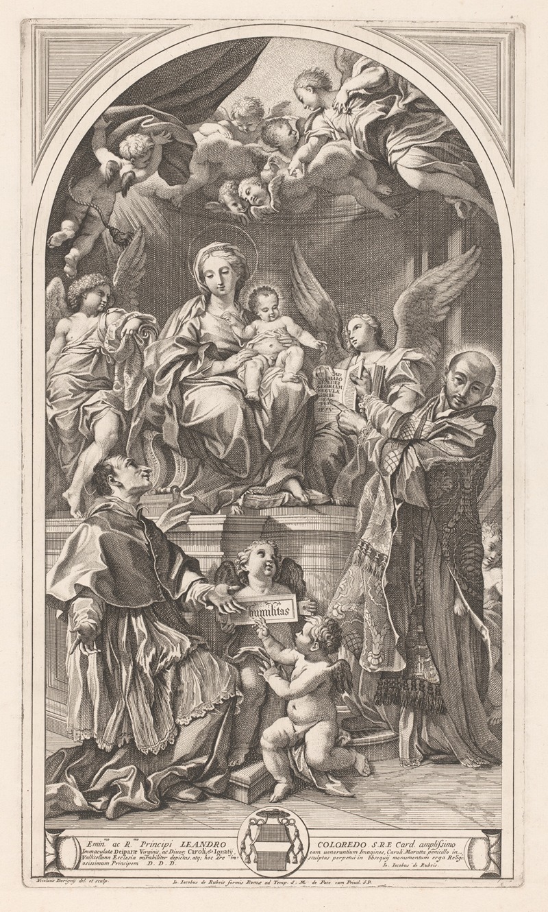 Nicolas Dorigny - Veneration of Mary and Child by Carolus Borromeus and Ignatius of Loyola