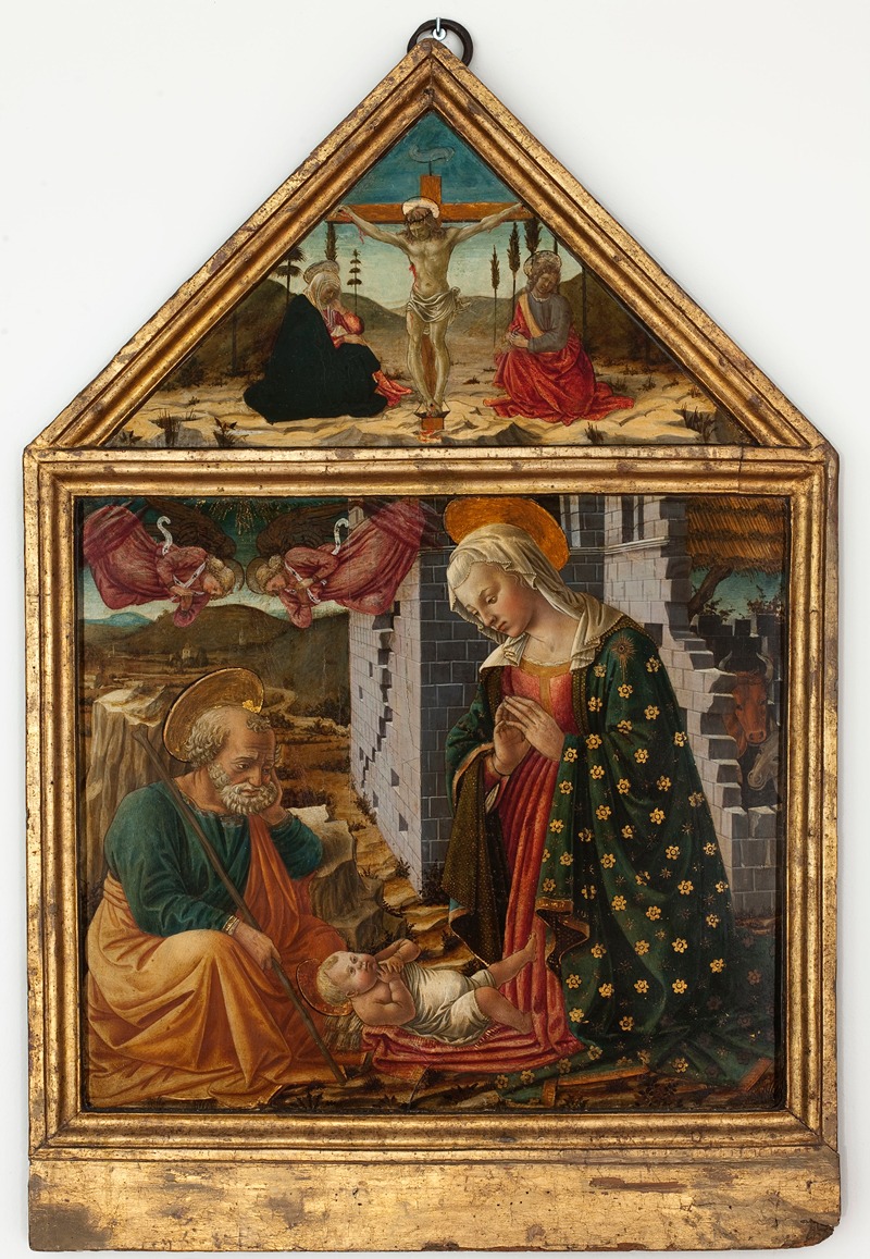 Fra Diamante - Adoration of Child Jesus and Crucifixion
