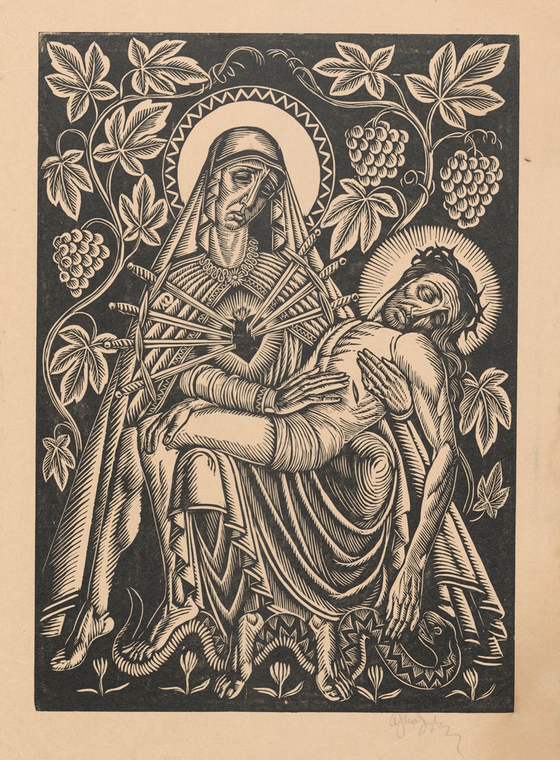 Władysław Skoczylas - Pieta w winogradzie