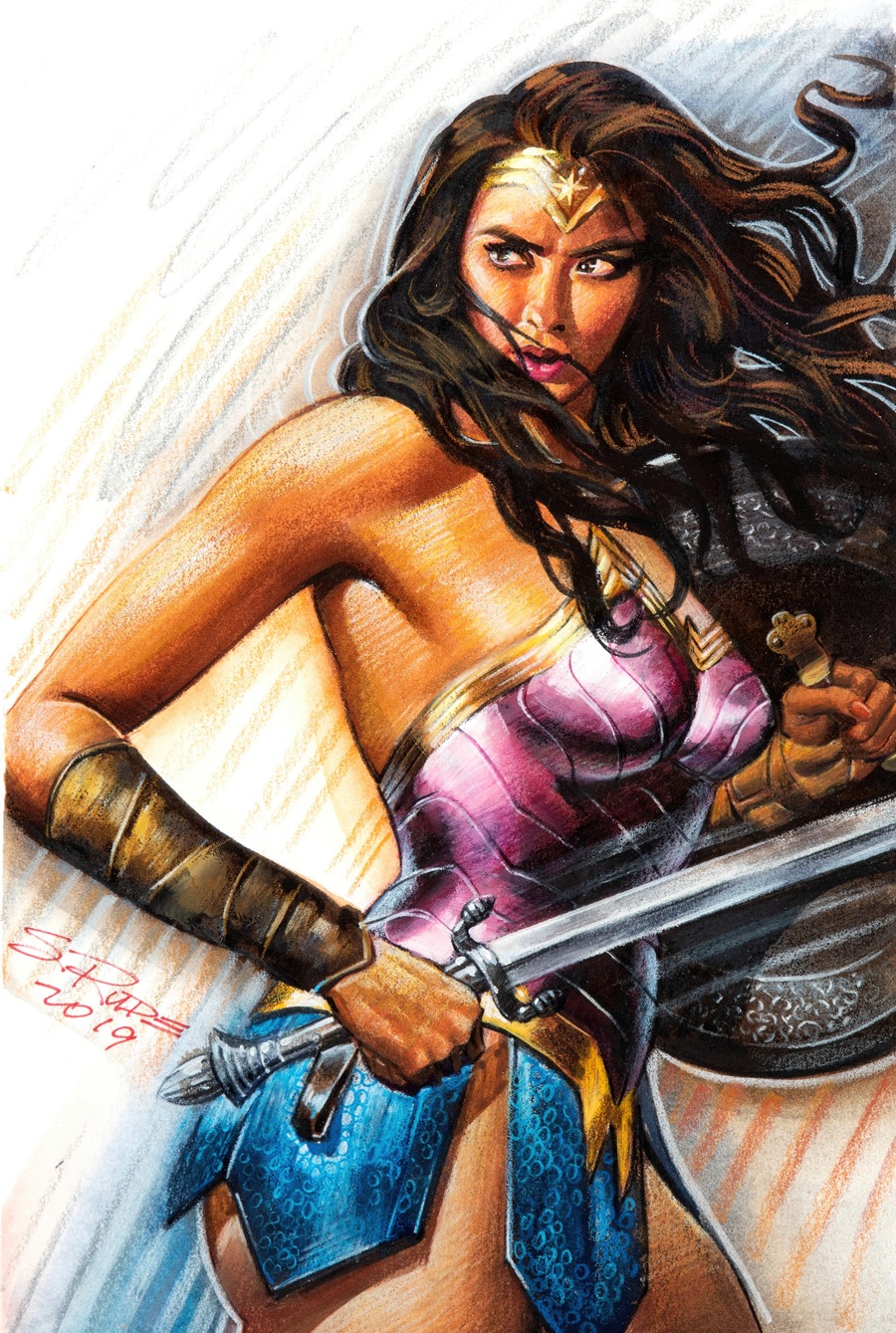 Caricature of Gal Gadot as Wonder Woman - C-Section Comics