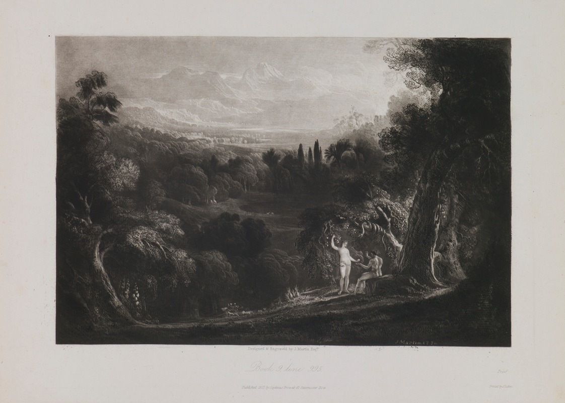 John Martin - Eve Presenting the Forbidden Fruit to Adam (Book 9, Line 995)