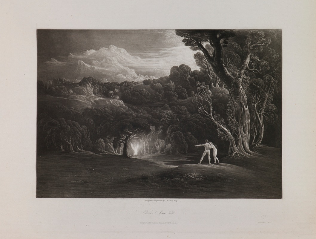 John Martin - Paradise-with the Approach of the Archangel Raphael (Book 5, Line 308)