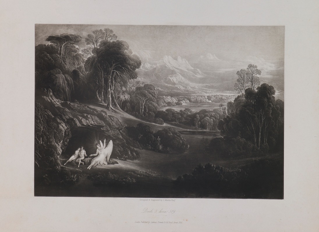 John Martin - Raphael Conversing with Adam and Eve (Book 5, Line 519)