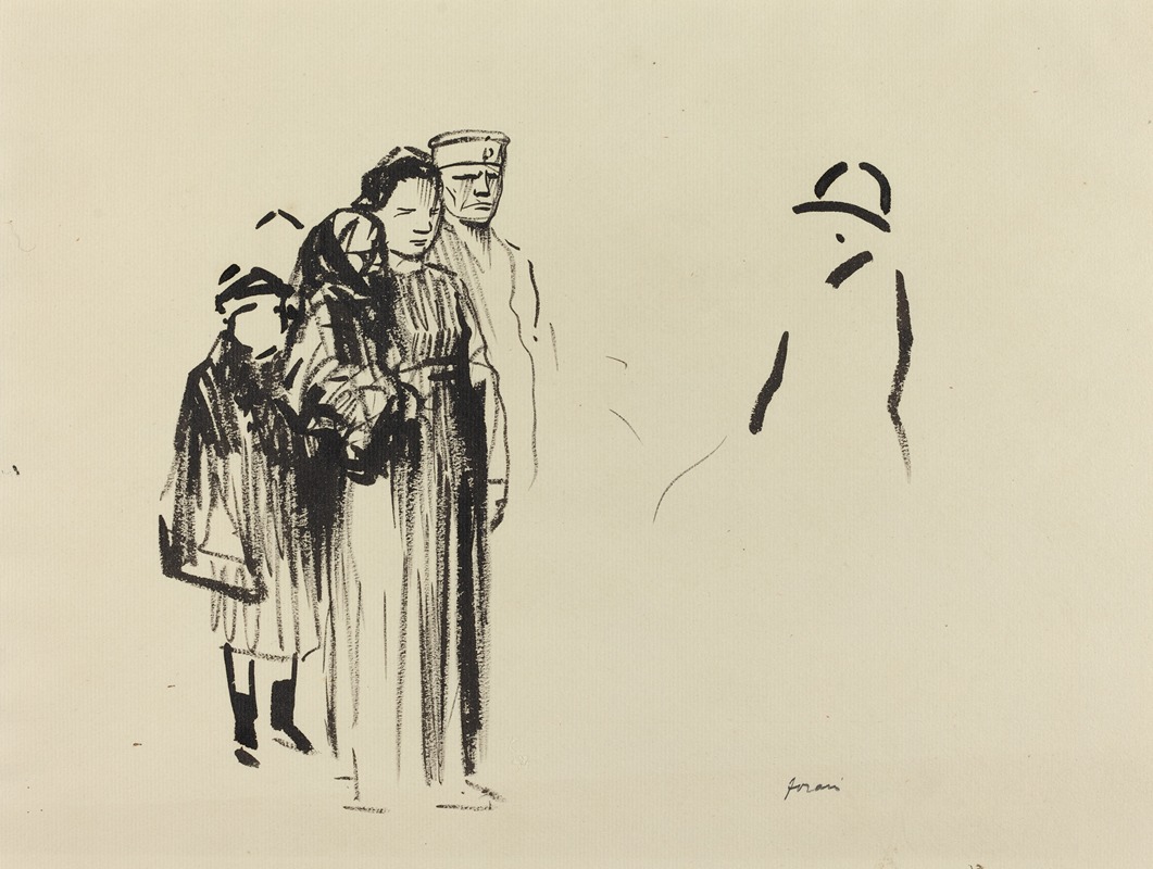 Jean-Louis Forain - Woman and Two Children with German Soldiers