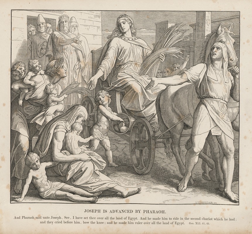 Julius Schnorr von Carolsfeld - Joseph is advanced by Pharaoh