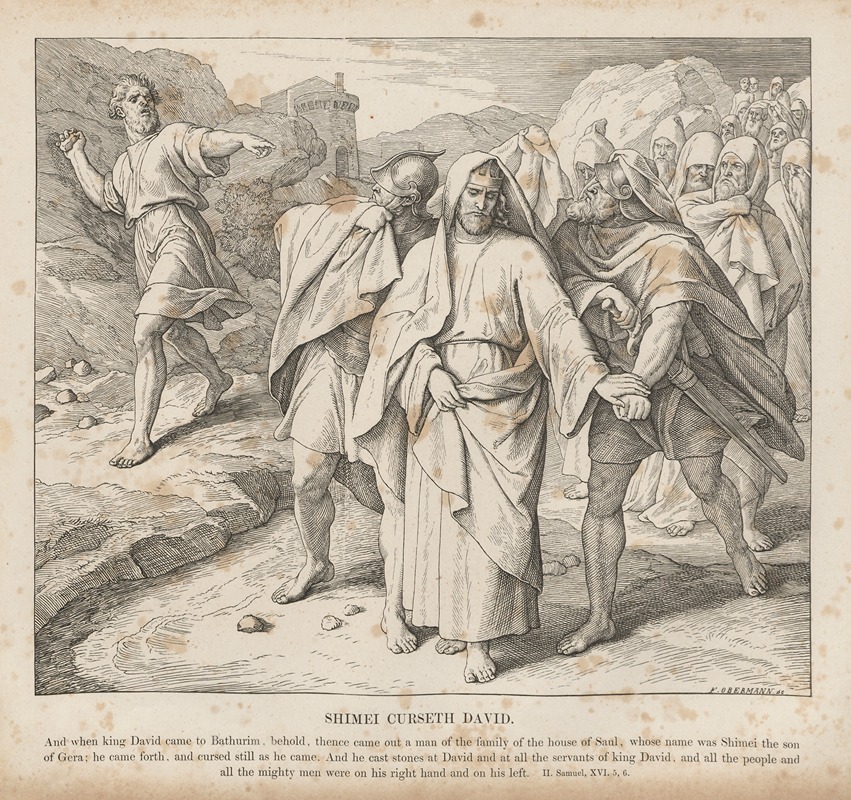 Julius Schnorr von Carolsfeld - Shimei curseth David