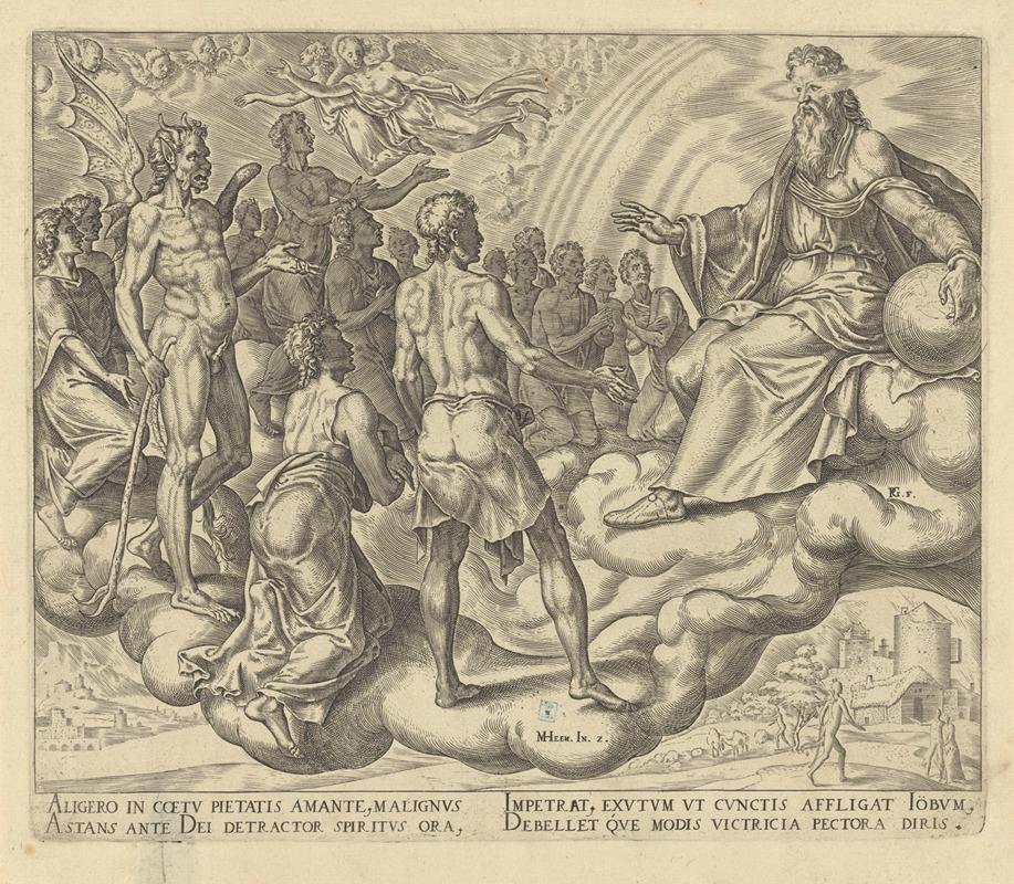 Maarten Van Heemskerck - The Sons of God, Satan amongst Them, present Themselves before Him