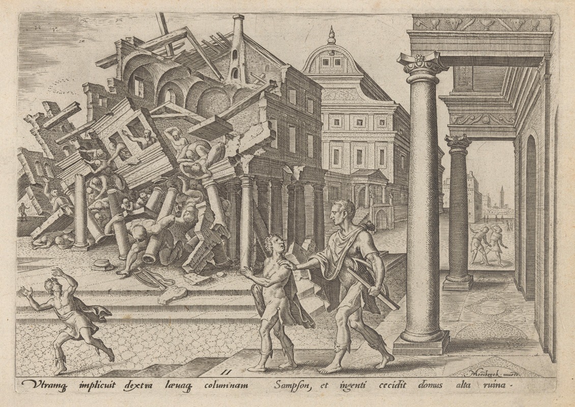 Maarten Van Heemskerck - Samson Let Out of Prison And Destroying The Temple of The Philistines