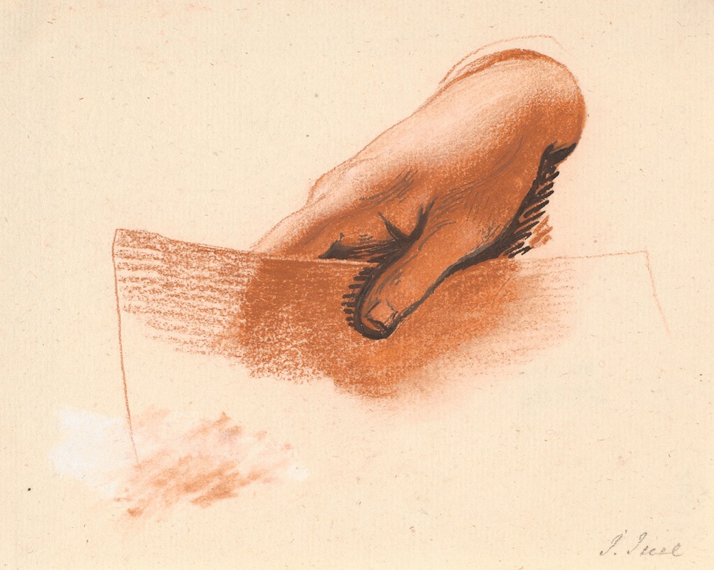 Jens Juel - Studie af en mands højre hånd, holdende et stykke papir; studie til det Ankerske familiebillede