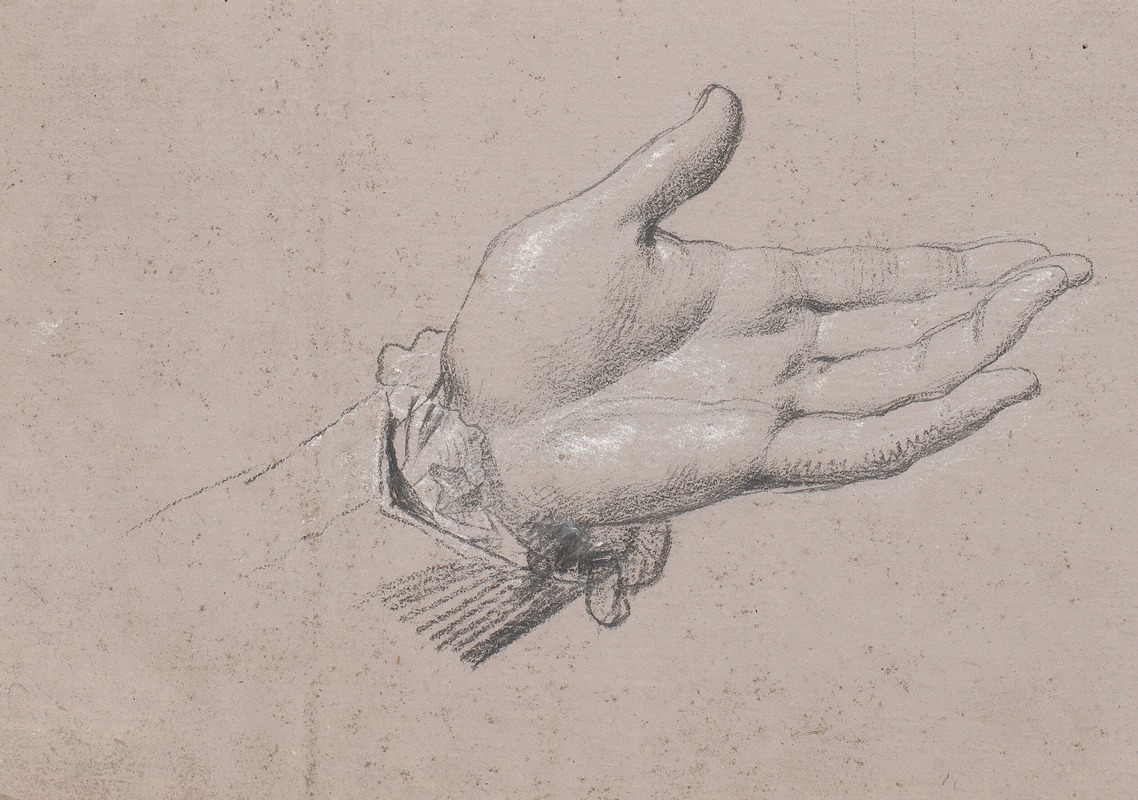 Jens Juel - Studie af en venstre hånd, anvendt i helfigursportrættet af Frederik den sjette som Kronprins fra 1786 på Amalienborg