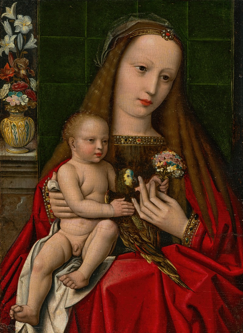 Bruges School - The Virgin and Child with a parrot