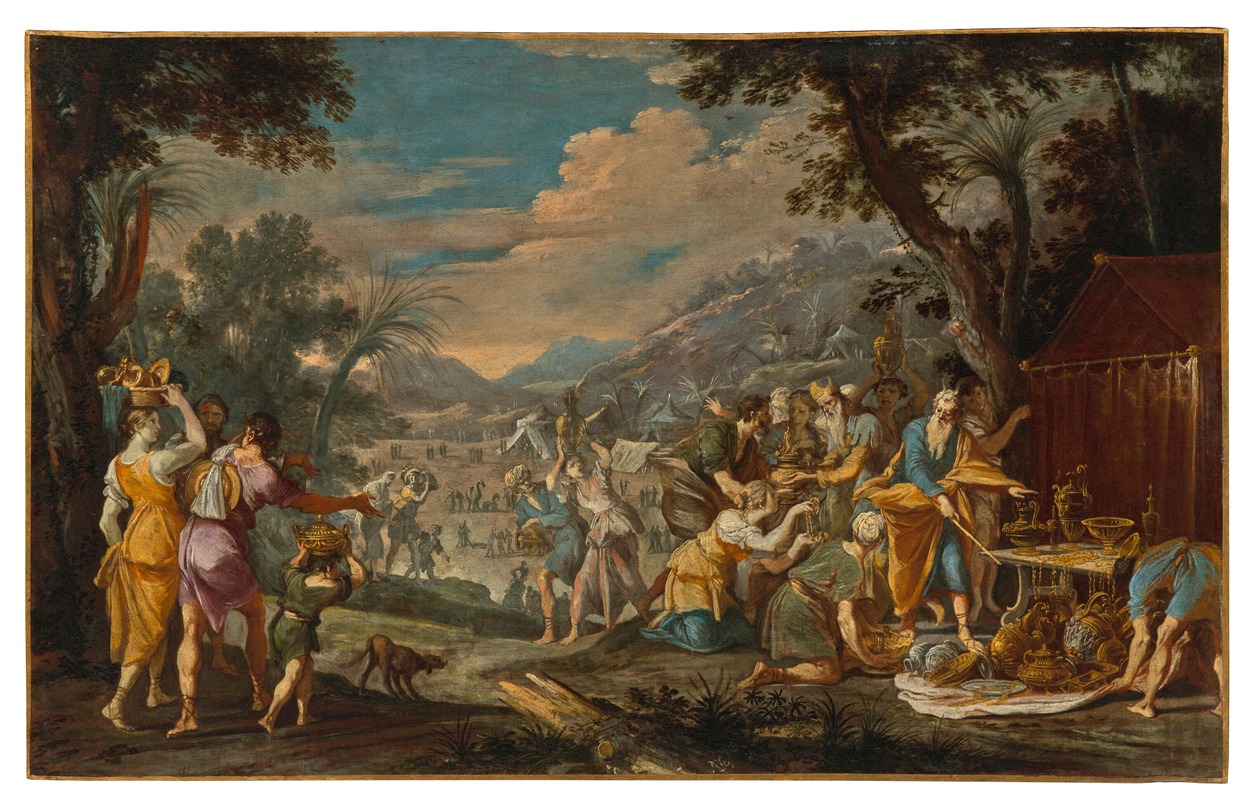 Domenico Gargiulo - Moses and Aaron collecting offerings to build the temple