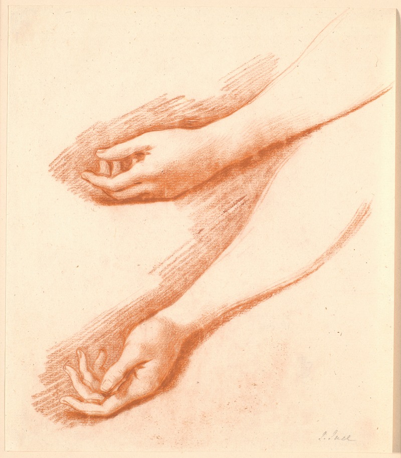 Jens Juel - To studier af en kvindes venstre underarm, den øverste anvendt til det Ankerske familiebillede