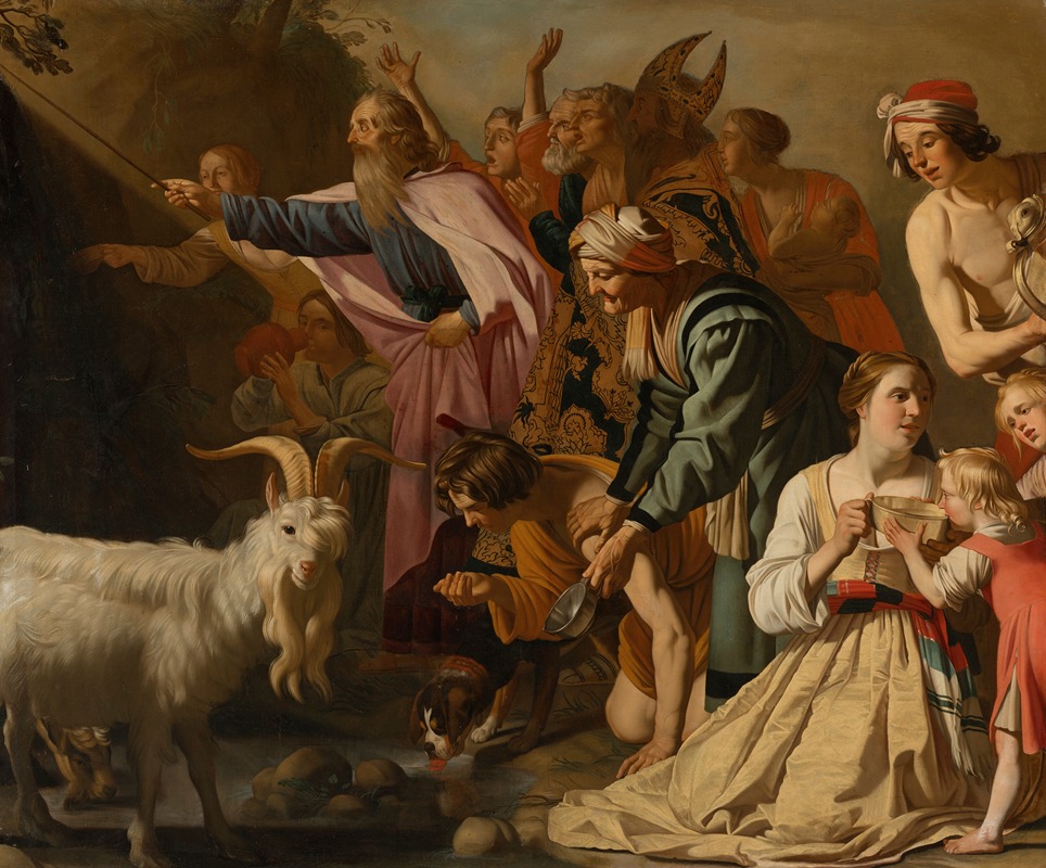 Gerrit Van Honthorst - Moses Striking water from the Rock