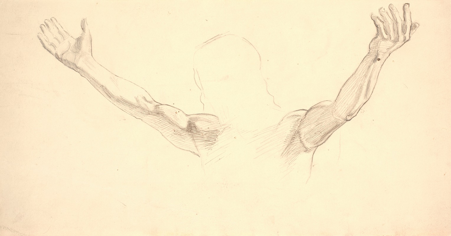 Joakim Skovgaard - Detailfigurstudie af Kristi udbredte arme