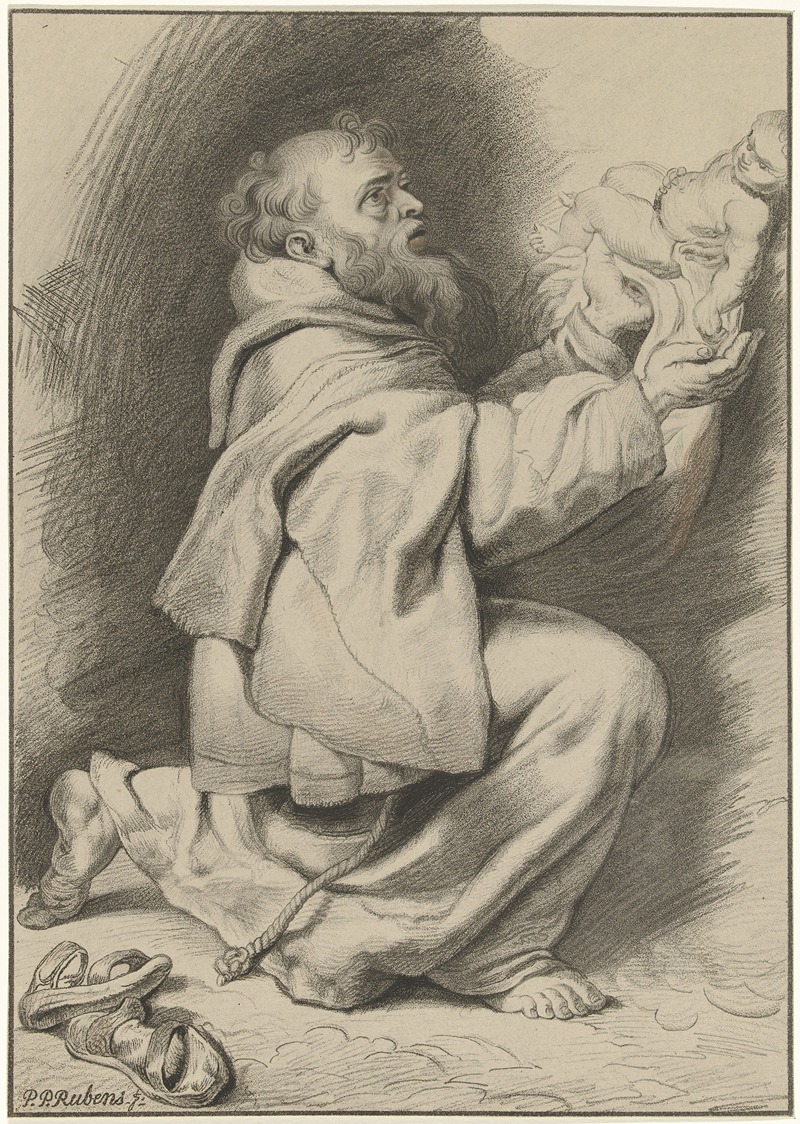 Christiaan Josi - Heilige Franciscus van Assisi ontvangt het Christuskind van Maria