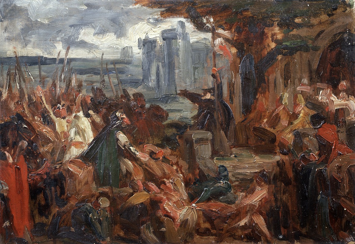Gustave Vanaise - Peter the Hermit Preaching the First Crusade (study)