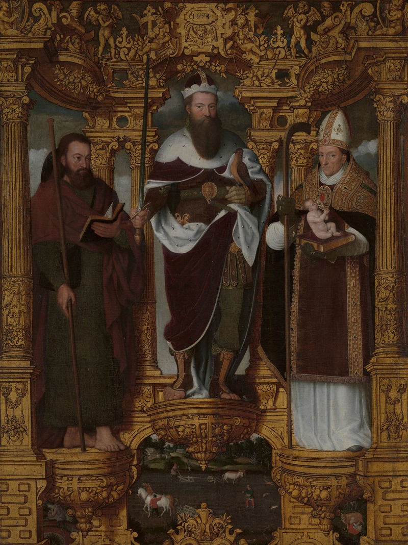 Pieter Claeissens the Younger - Saints Bavo, James the Great and Willibrord