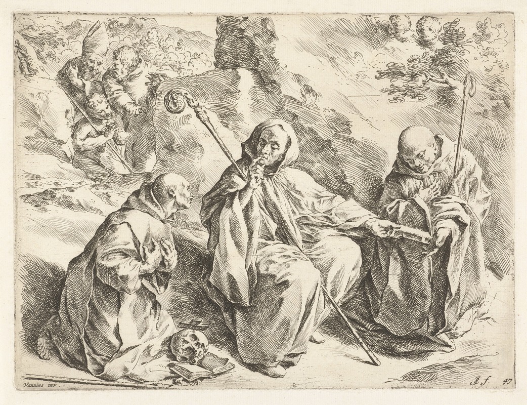Jan de Bisschop - Saint Benedict seated among the saints