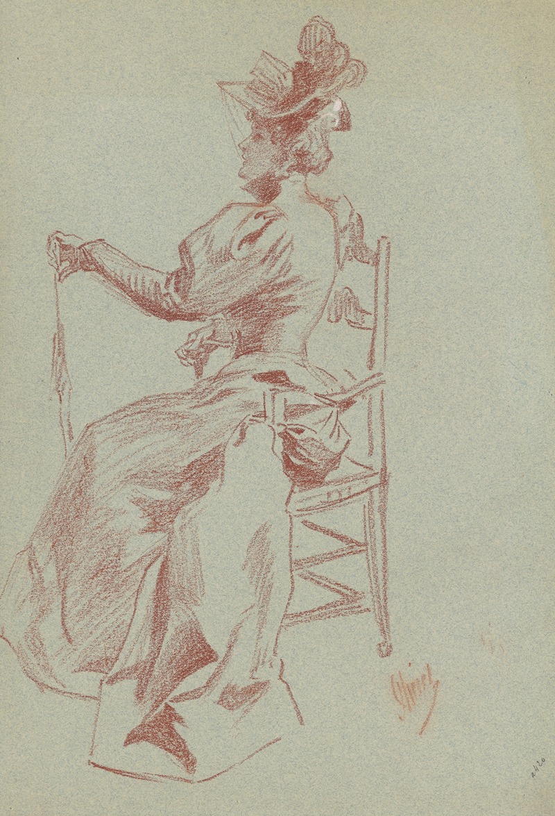 Jules Chéret - Elegant Lady Seated in a Chair