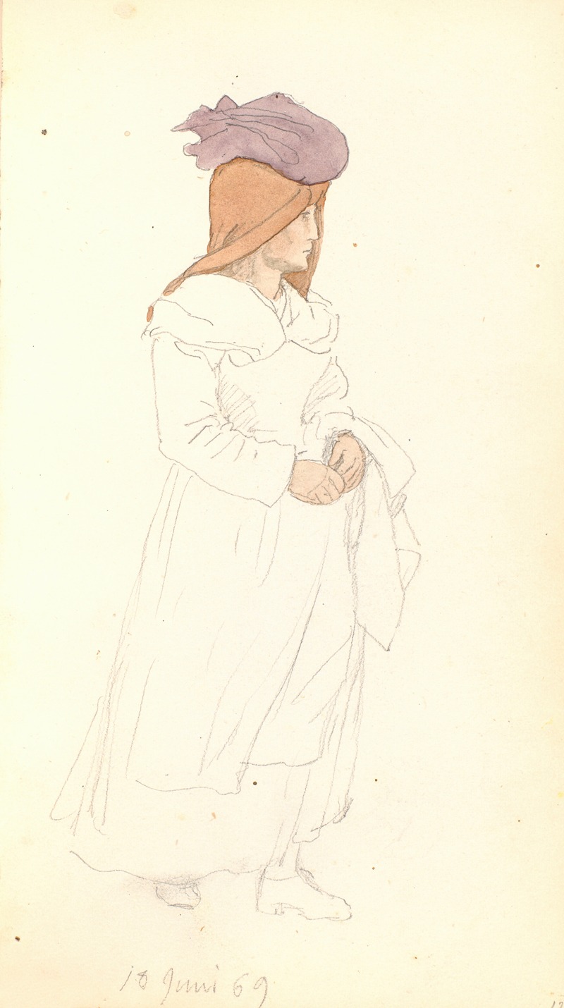 P. C. Skovgaard - Italiensk kvinde med et tørklæde om hovedet og en bylt på hovedet