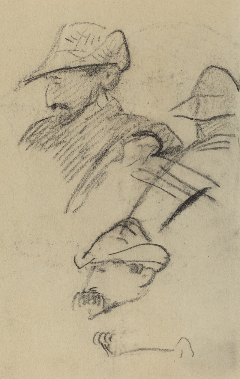 Paul Gauguin - Three Studies of a Man Wearing a Hat (recto)
