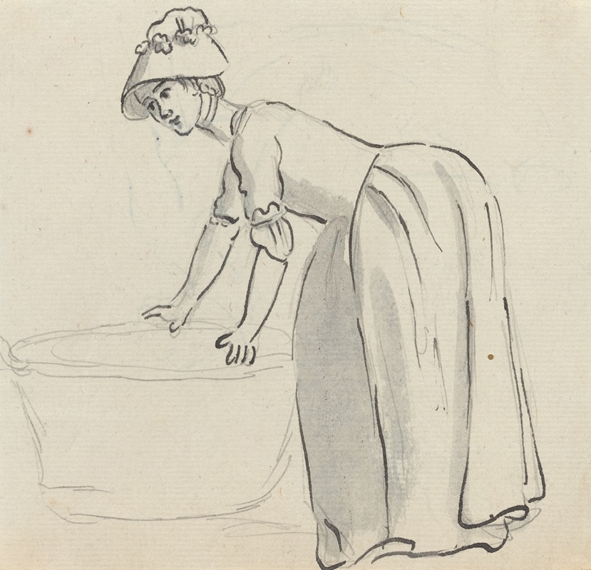 Paul Sandby - Girl with a Bonnet at Work (recto)