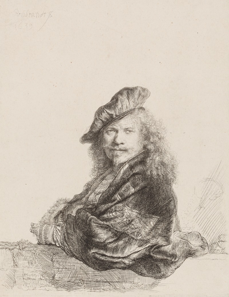 Rembrandt van Rijn - Self-Portrait leaning on a stone sill