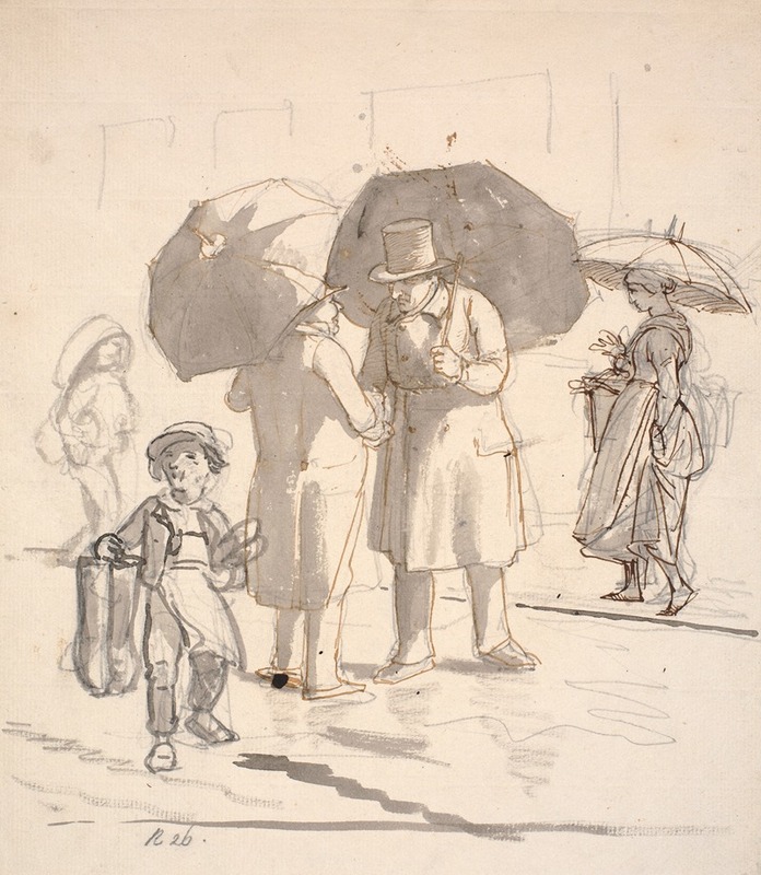 Wilhelm Marstrand - Gadescene i regnvejr