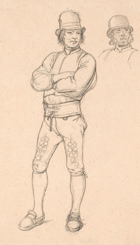Wilhelm Marstrand - Stående dalkarl med armene overkors