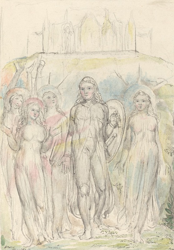 William Blake - Christian with the Shield of Faith, Taking Leave of His Companions