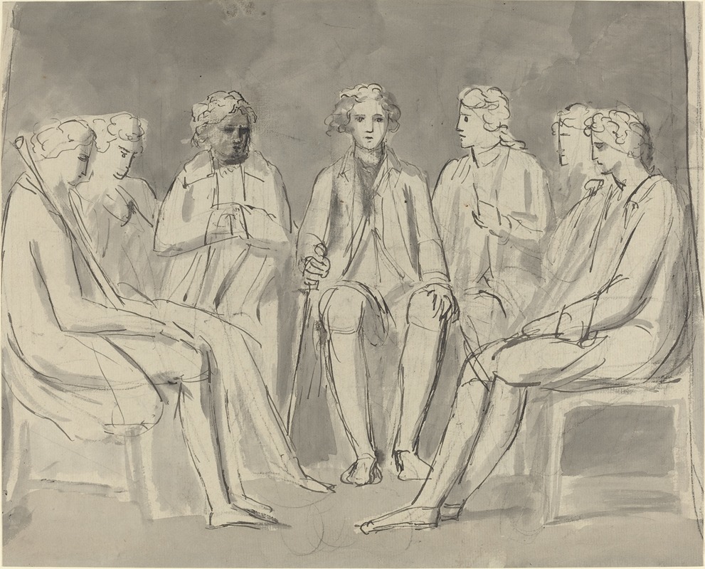 William Blake - Group of Men Seated in a Circle (recto)