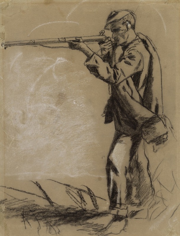 Winslow Homer - Soldier Taking Aim (recto)