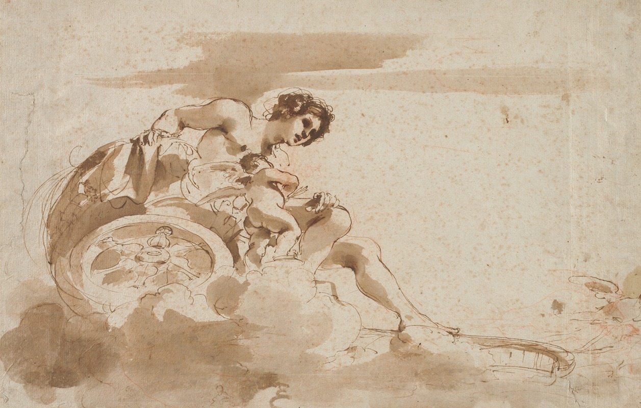 Guercino - Venus and Cupid in a Chariot
