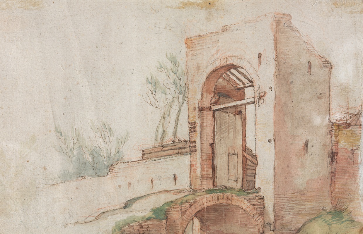 Abraham Bloemaert - Bridge and Gate (verso)