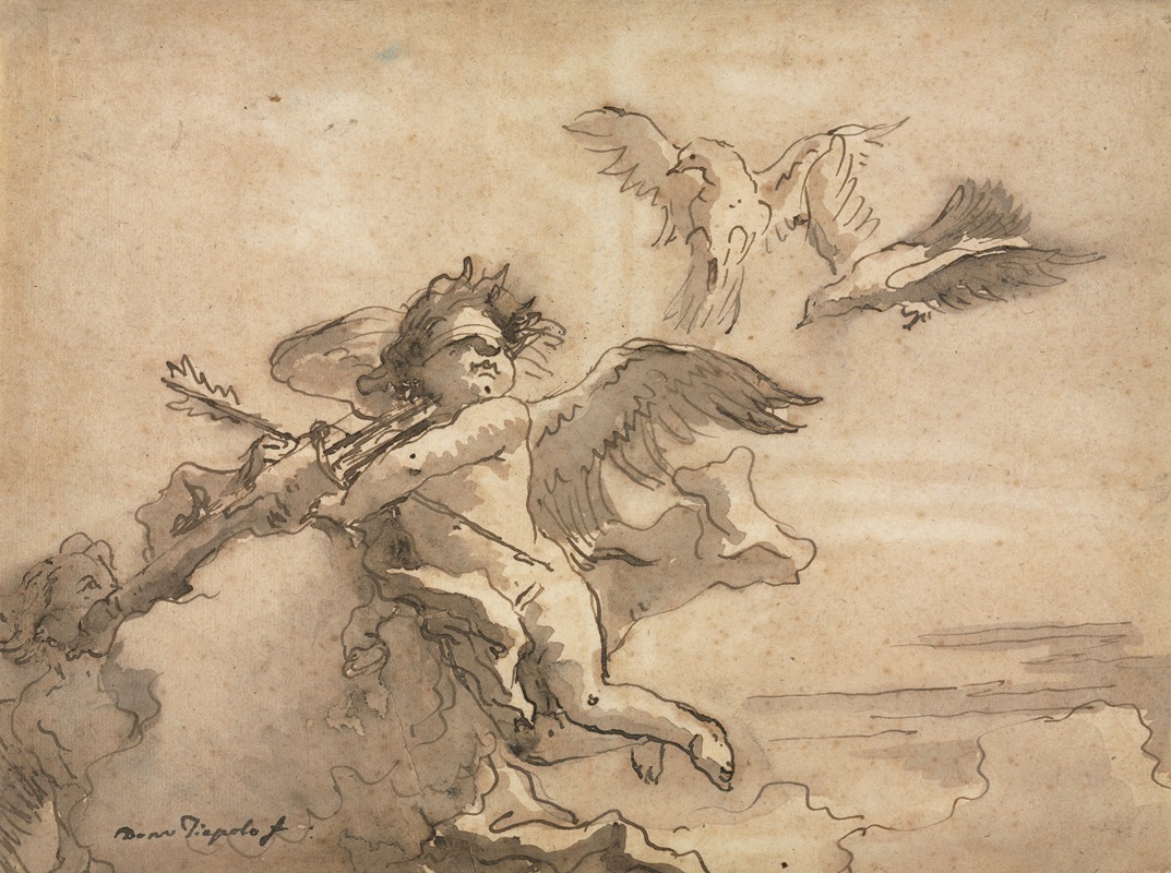 Giovanni Domenico Tiepolo - Cupid Blindfolded and Two Doves