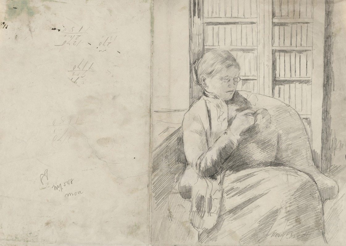 Mary Cassatt - Knitting in the Library (recto)